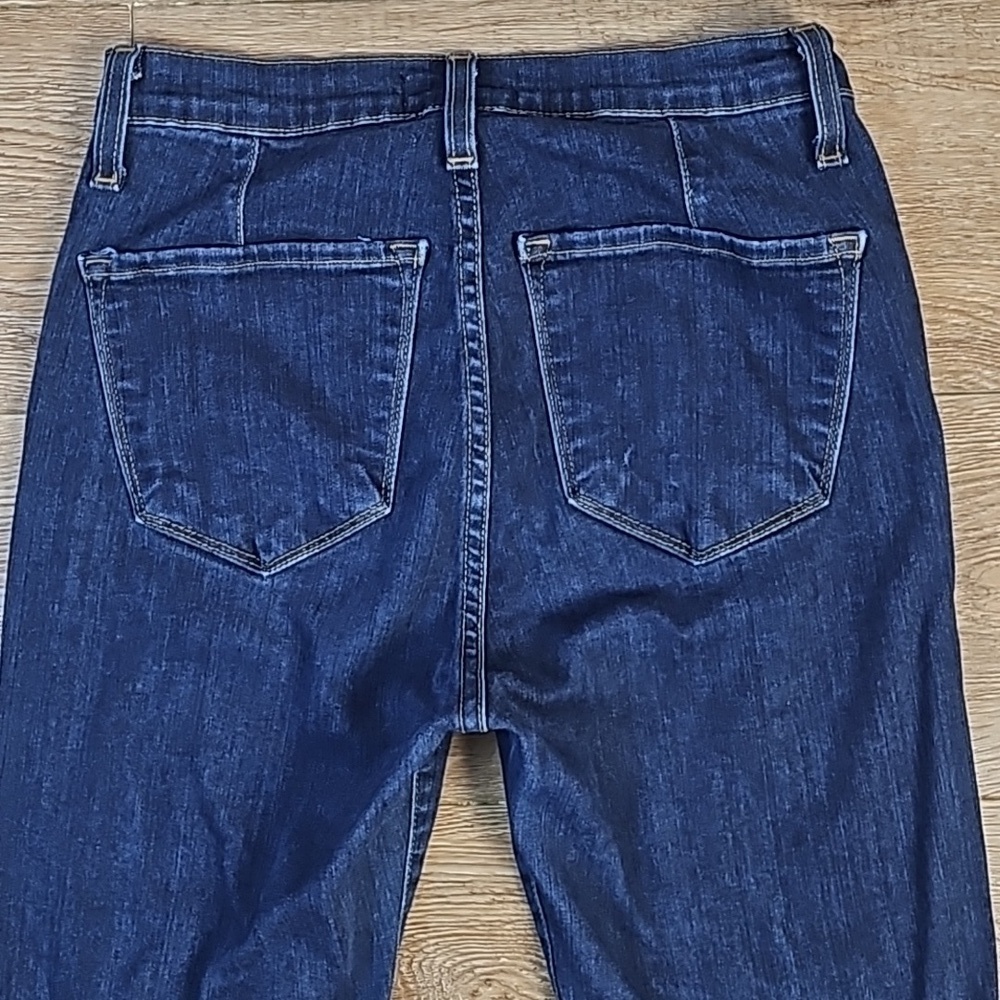 Judy Blue High Rise Super Flare Leg Raw Hem Dark Wash Stretch Denim Jean - Picture 9 of 16